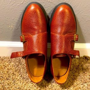 DrMartens women’s, 9, brown leather shoe 2 buckle